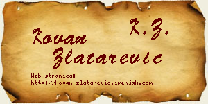 Kovan Zlatarević vizit kartica
